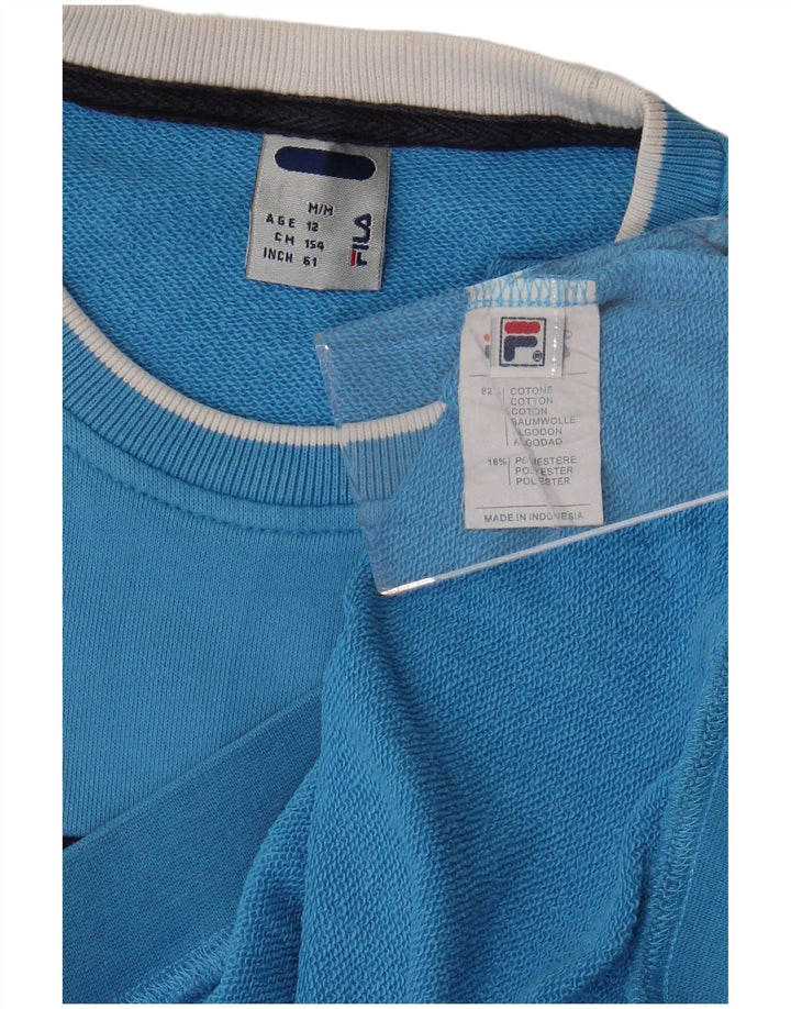 Fila Girls Graphic Sweatshirt Jumper 11-12 Years Medium Blue Cotton