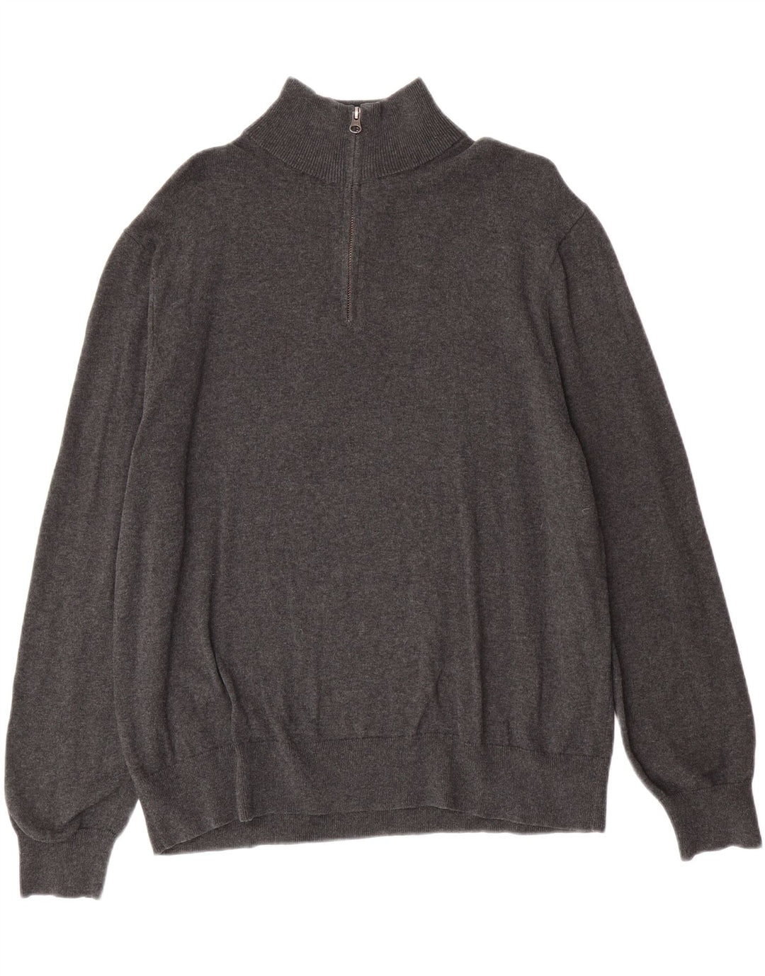 J. CREW Womens Zip Neck Jumper Sweater UK 18 XL Grey Cotton Vintage J. Crew and Second-Hand J. Crew from Messina Hembry 