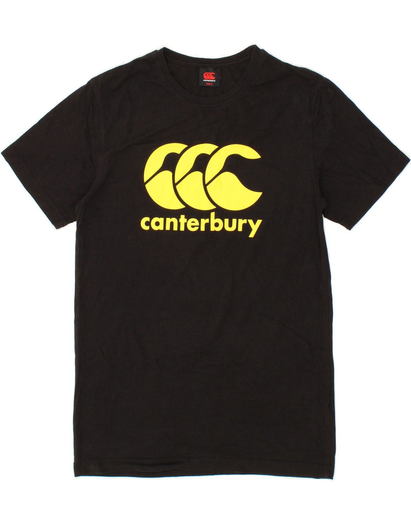 CANTERBURY Mens Graphic T-Shirt Top Small Black Cotton Vintage Canterbury and Second-Hand Canterbury from Messina Hembry 