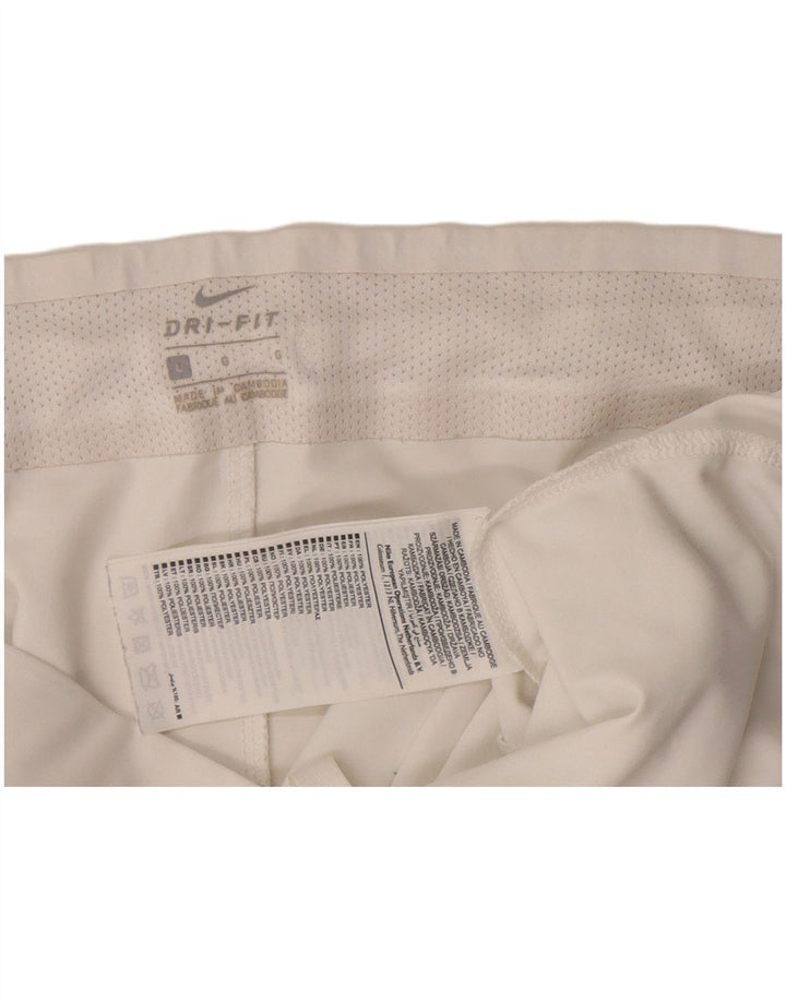 Nike Womens Dri Fit Sport Shorts UK 16 Large White Polyester