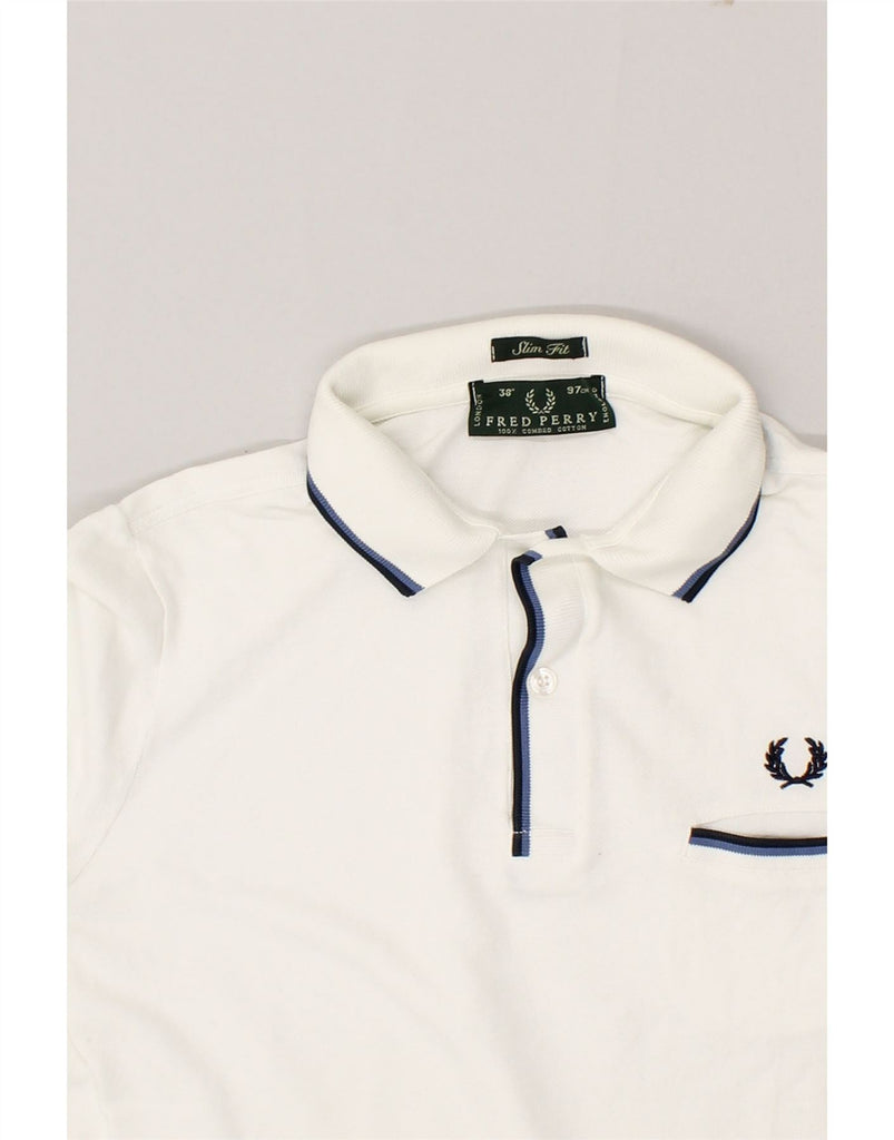 FRED PERRY Mens Slim Fit Polo Shirt Small White Cotton Vintage Fred Perry and Second-Hand Fred Perry from Messina Hembry 