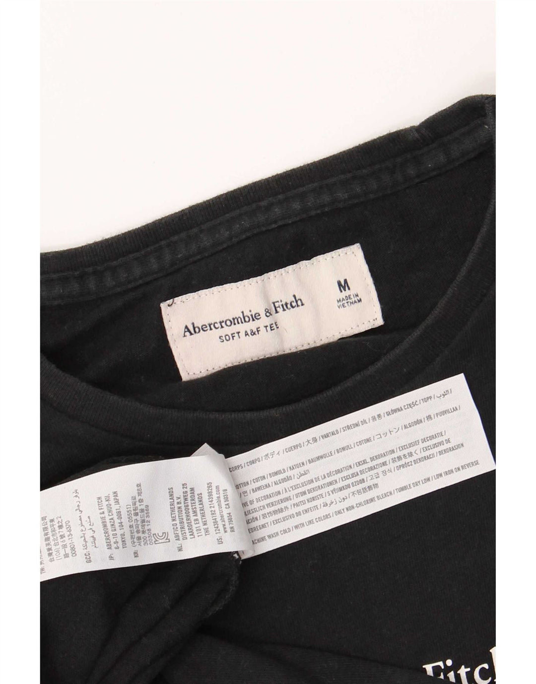 Abercrombie & Fitch Mens Graphic Top Long Sleeve Medium Black Cotton