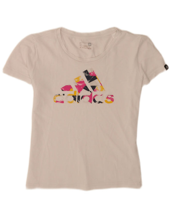 Adidas Womens Graphic T-Shirt Top UK 8/10 Small White Cotton