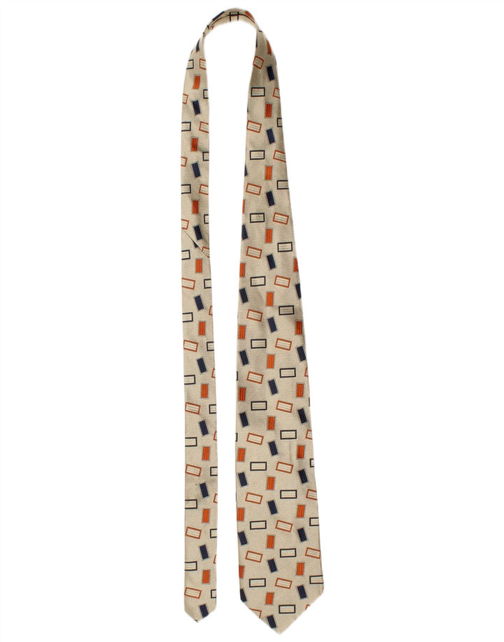 Trussardi Mens Tie One Size Beige Geometric Silk Classic