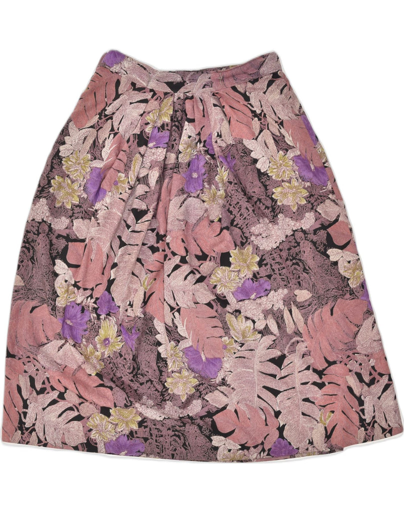 VINTAGE Womens A-Line Skirt W28 Medium Multicoloured Floral Viscose | Vintage Vintage | Thrift | Second-Hand Vintage | Used Clothing | Messina Hembry 