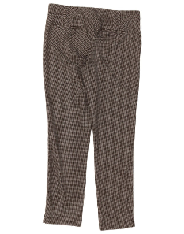 Zara Womens Slim Chino Trousers Large W30 L28 Brown Houndstooth Polyester