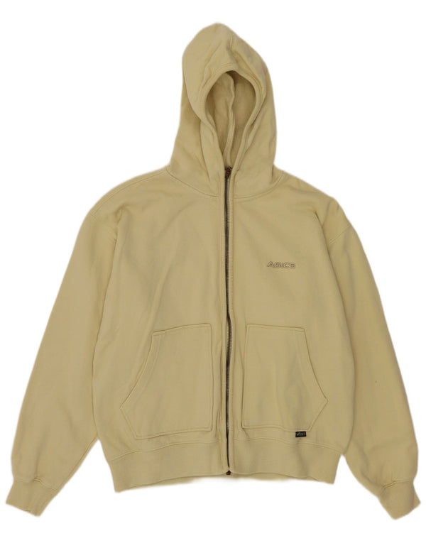 Asics Womens Oversized Zip Hoodie Sweater UK 10 Small Yellow Cotton