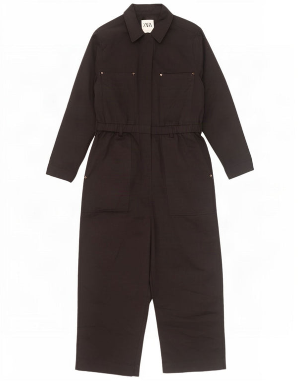 Zara Womens Long Sleeve Jumpsuit UK 16 Large Black