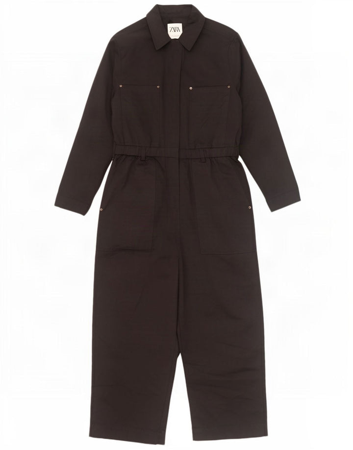 Zara Womens Long Sleeve Jumpsuit UK 16 Large Black