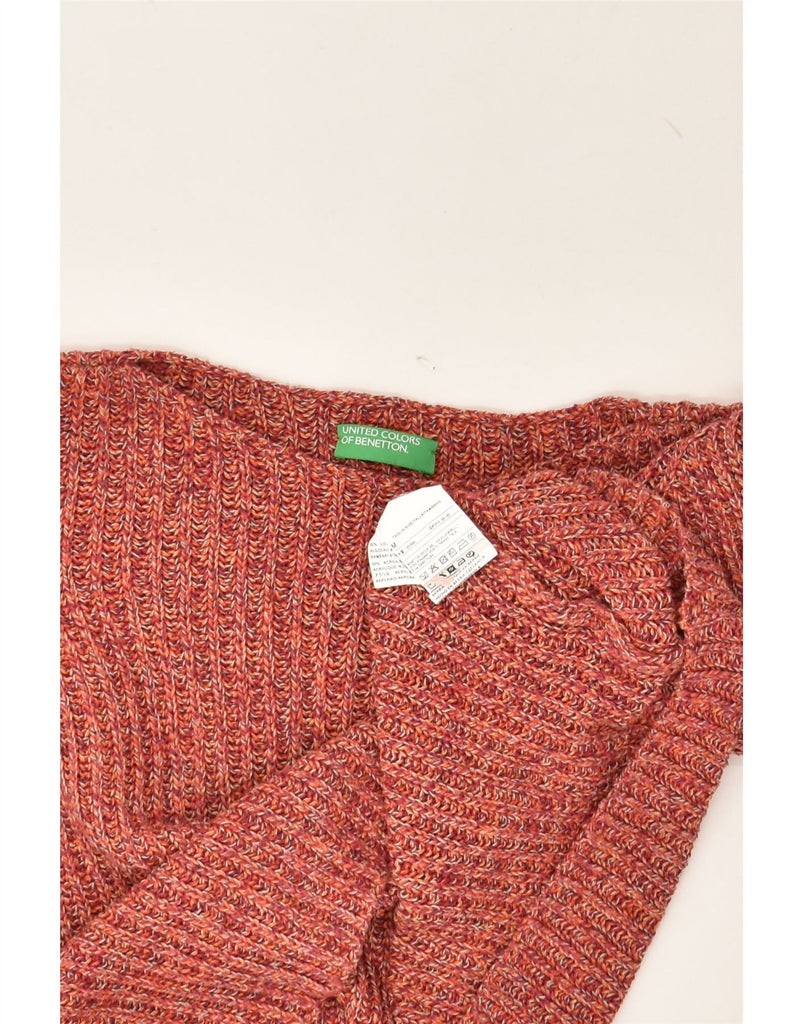 BENETTON Womens Crop Boat Neck Jumper Sweater UK 14 Medium Red Flecked | Vintage Benetton | Thrift | Second-Hand Benetton | Used Clothing | Messina Hembry 