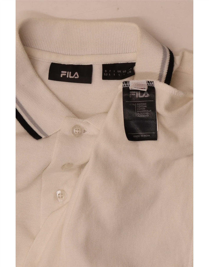 Fila Mens Polo Shirt Large White Cotton