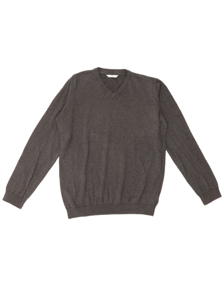 Marks & Spencer Boys V-Neck Jumper Sweater 15-16 Years Grey Cotton