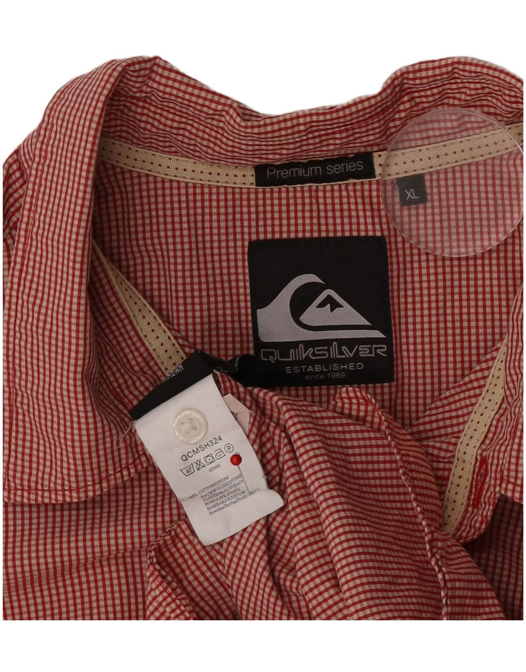 Quiksilver Mens Shirt XL Red Gingham Cotton