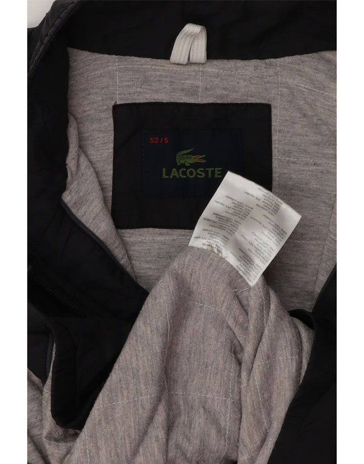 LACOSTE Mens Bomber Jacket Size 5 Large Black Polyamide