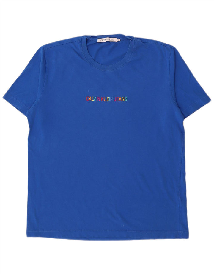Calvin Klein Jeans Mens Graphic T-Shirt Top XL Blue