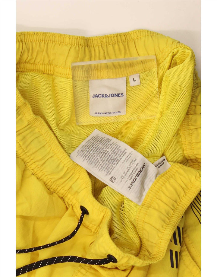 Jack & Jones Mens Graphic Swimming Shorts Large Yellow Polyester