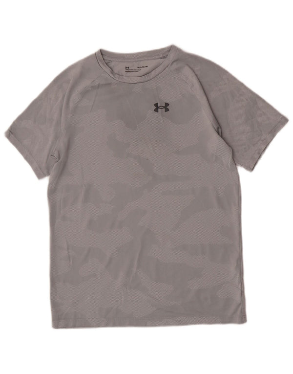 Under Armour Boys T-Shirt Top 13-14 Years XL Grey Camouflage Polyester