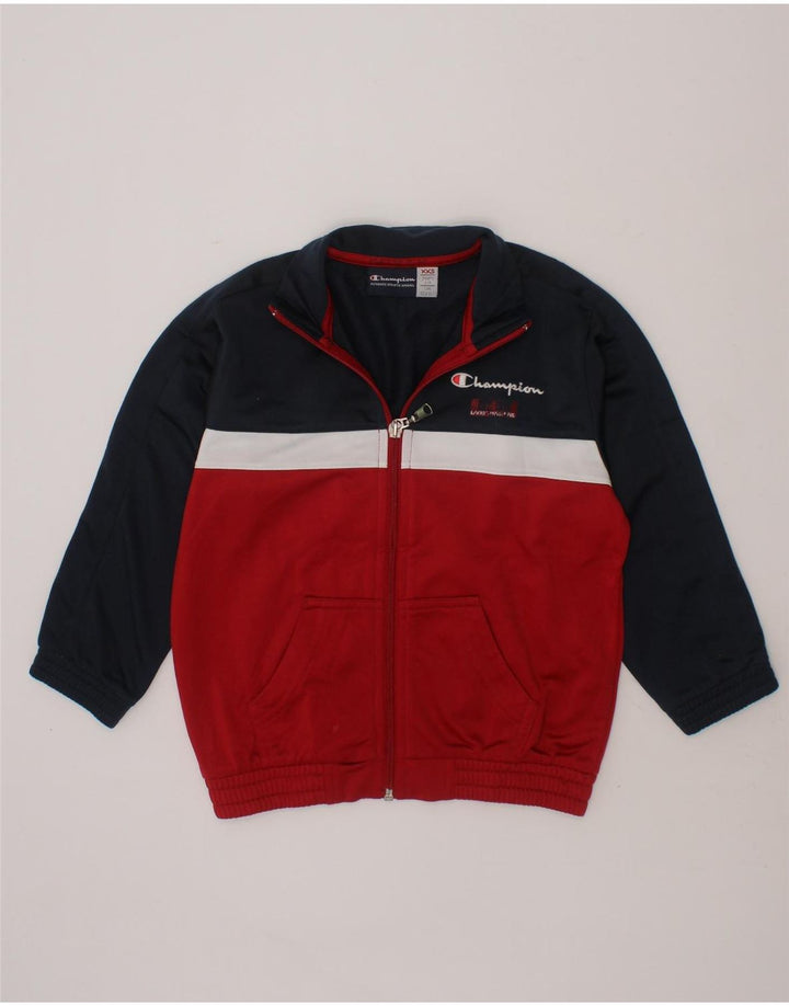CHAMPION Boys Tracksuit Top Jacket 3-4 Years 2XS Navy Blue Colourblock Vintage Champion and Second-Hand Champion from Messina Hembry 