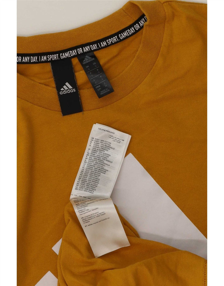 Adidas Mens Graphic T-Shirt Top Small Yellow Cotton