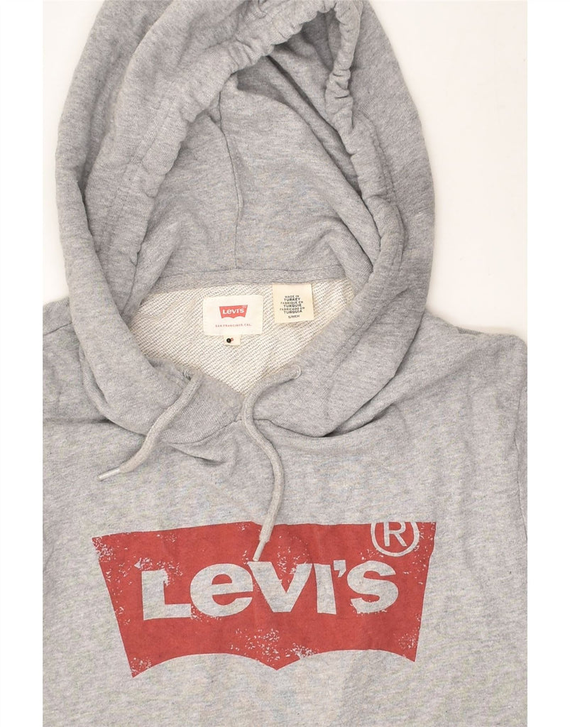 LEVI'S Womens Graphic Hoodie Jumper UK 10 Small Grey Cotton | Vintage Levi's | Thrift | Second-Hand Levi's | Used Clothing | Messina Hembry 