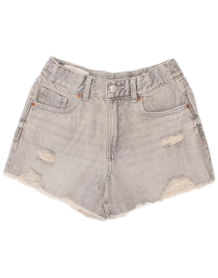 Zara Girls Distressed Denim Shorts 11-12 Years W24 Grey