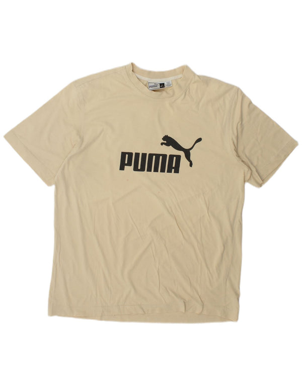 Puma Mens Graphic T-Shirt Top Large Beige