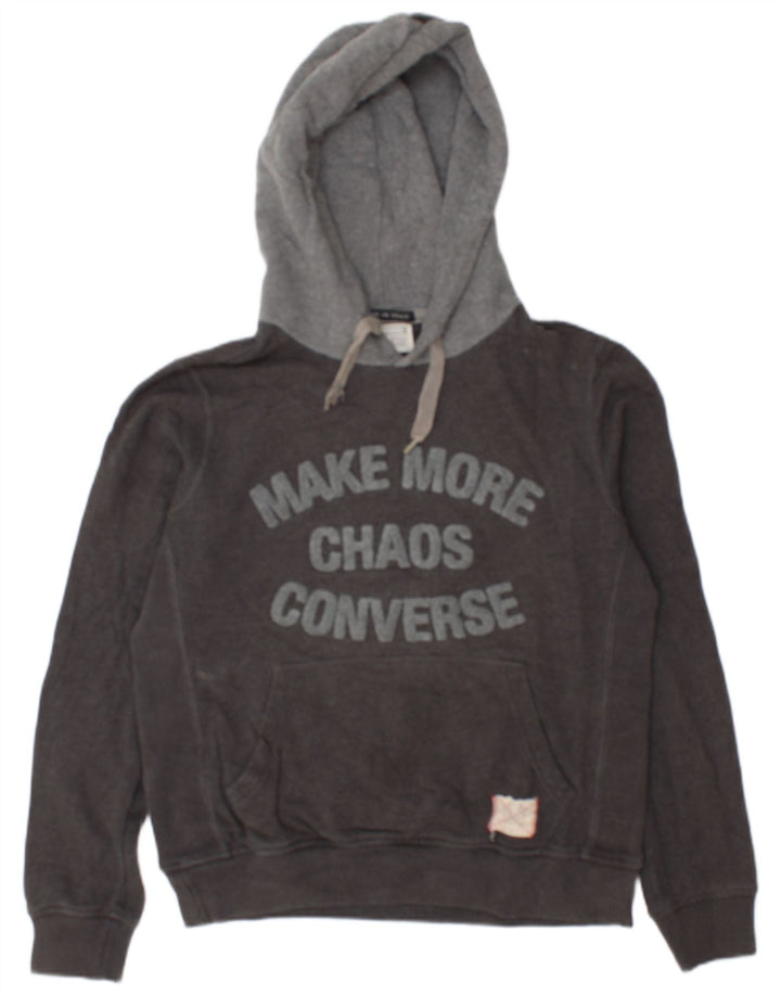Converse Mens Graphic Hoodie Jumper Small Grey Cotton