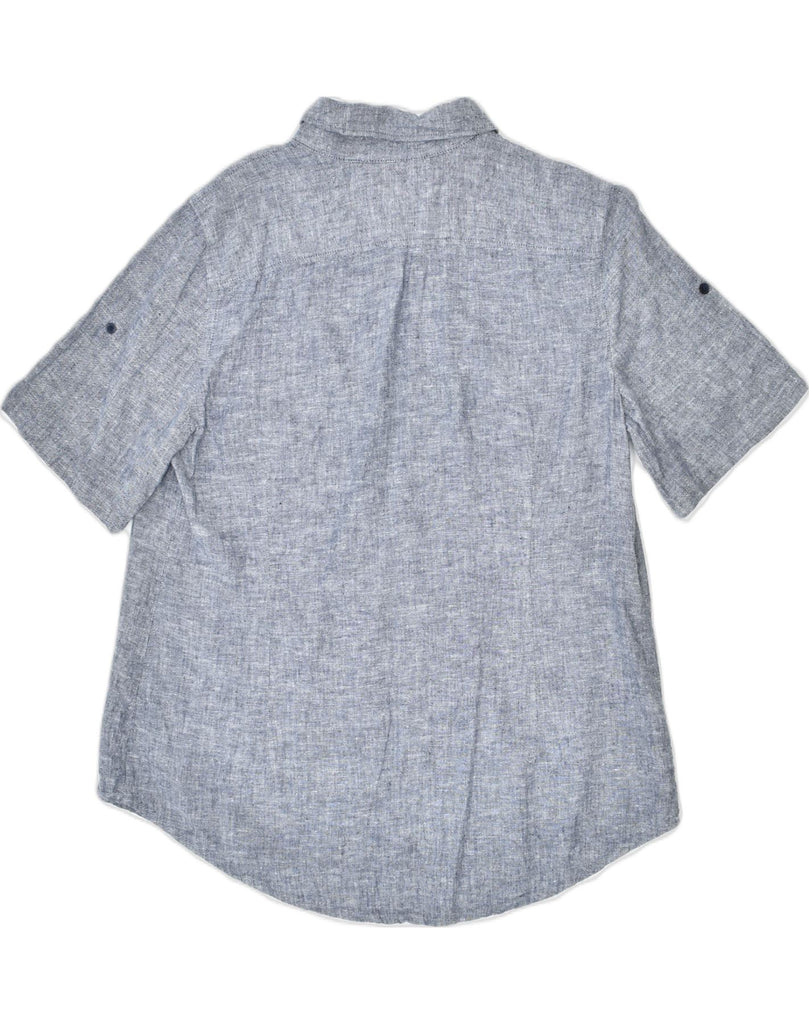 TOMMY HILFIGER Womens Classic Fit Shirt UK 16 Large Grey Linen | Vintage | Thrift | Second-Hand | Used Clothing | Messina Hembry 