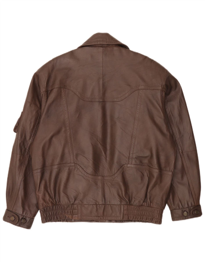 Vintage Mens Leather Jacket IT 48 Medium Brown