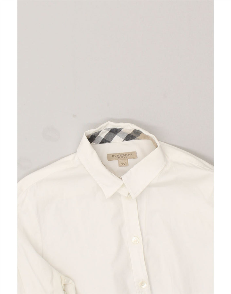 BURBERRY Womens Shirt UK 6 XS White Cotton | Vintage Burberry | Thrift | Second-Hand Burberry | Used Clothing | Messina Hembry 