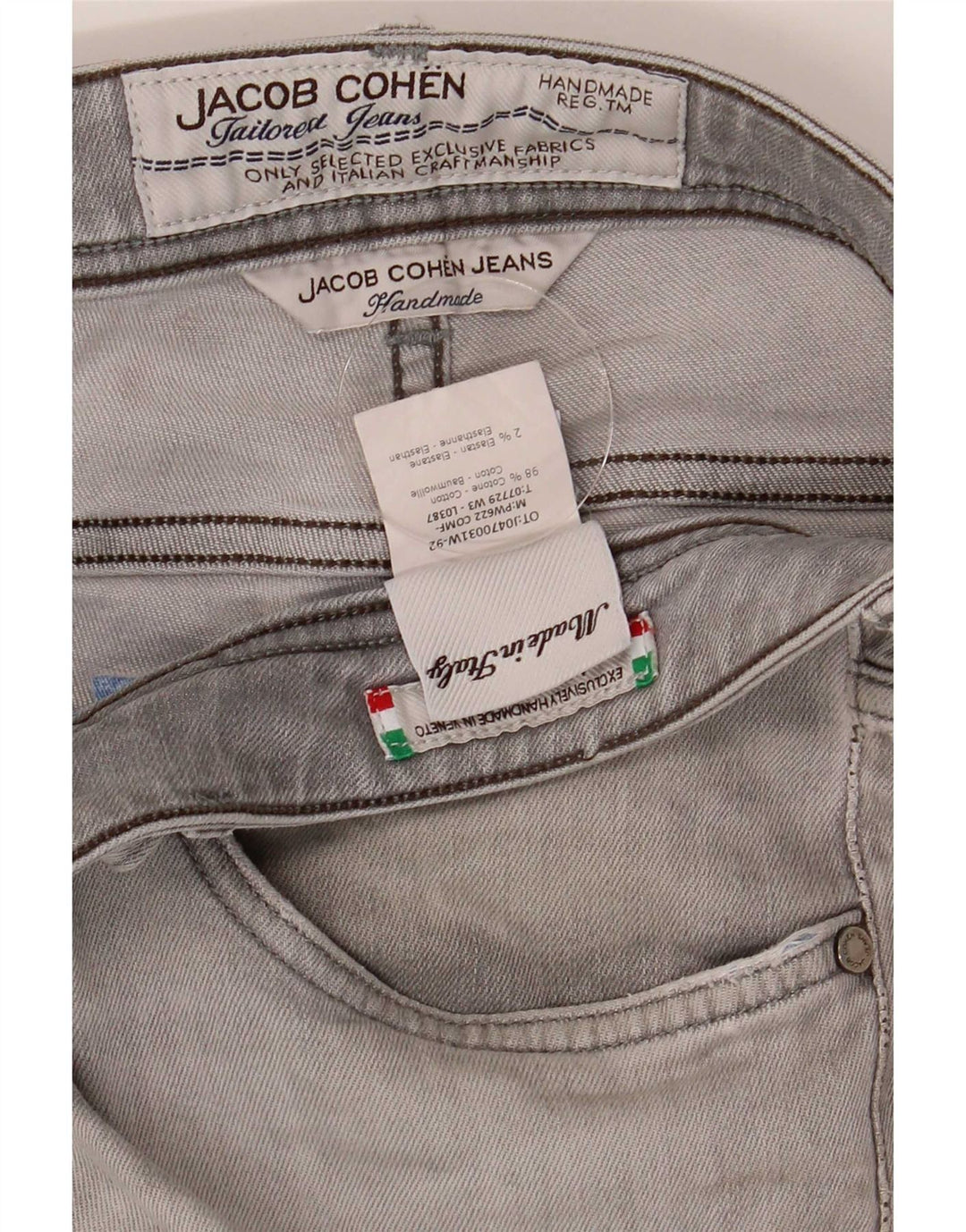 Jacob Cohen Mens Slim Jeans W34 L30 Grey Cotton