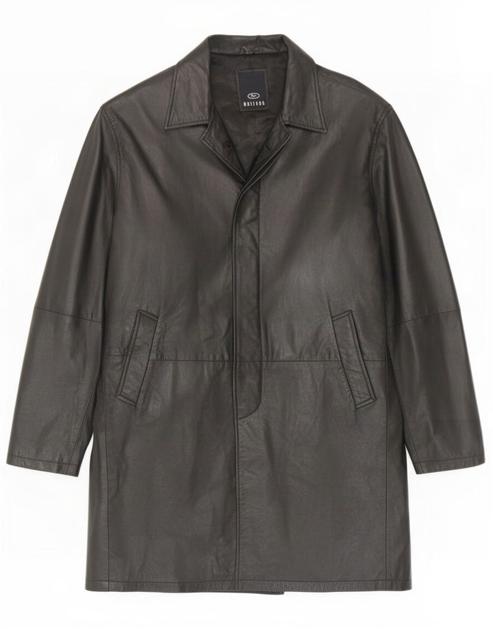 Matinee Mens Leather Coat UK 44 2XL Black