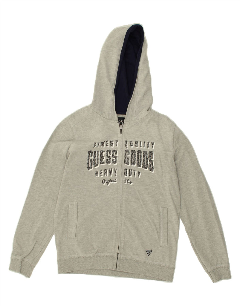 GUESS Boys Graphic Zip Hoodie Sweater 9-10 Years Grey Cotton | Vintage Guess | Thrift | Second-Hand Guess | Used Clothing | Messina Hembry 