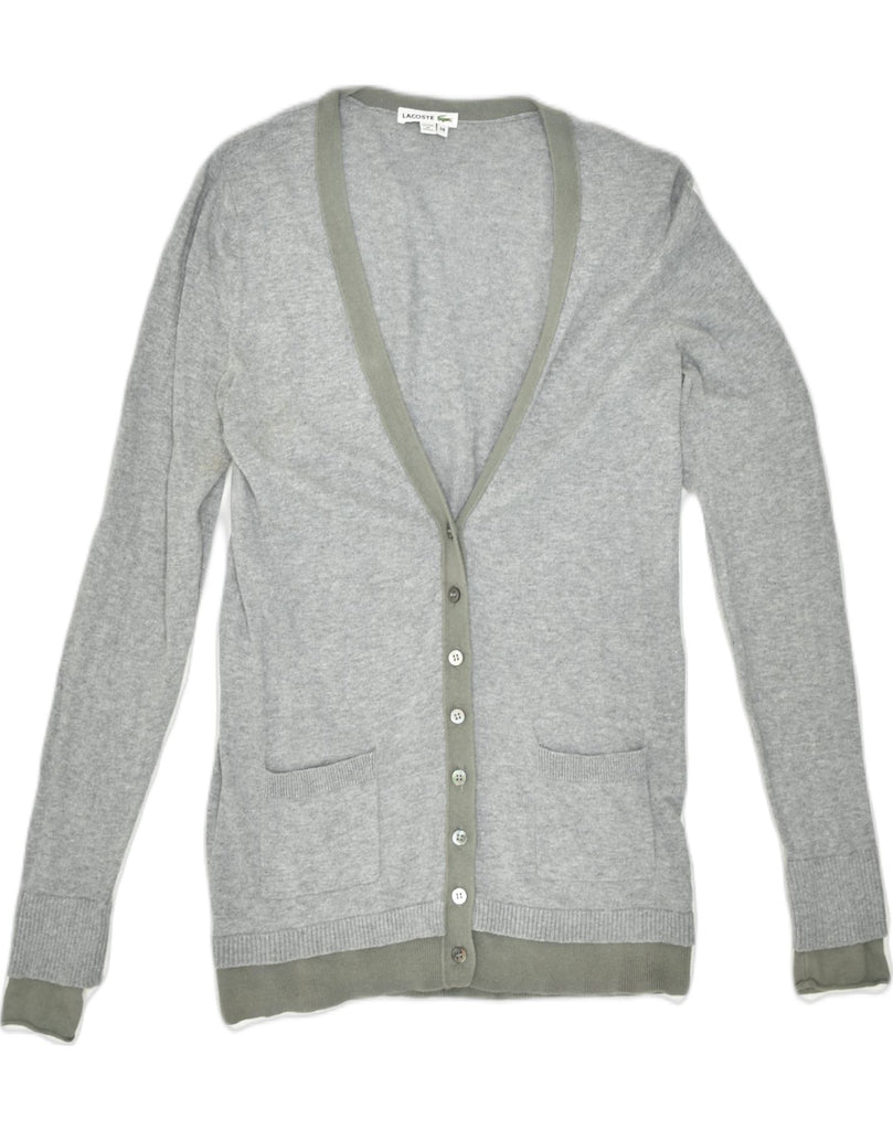 LACOSTE Womens Cardigan Sweater Size 38 Medium Grey Cotton | Vintage | Thrift | Second-Hand | Used Clothing | Messina Hembry 