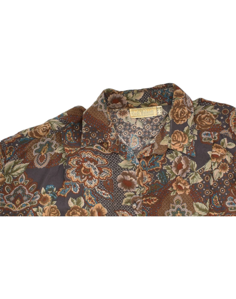 RUDI VALENTI Womens Shirt IT46 Large Brown Floral | Vintage | Thrift | Second-Hand | Used Clothing | Messina Hembry 
