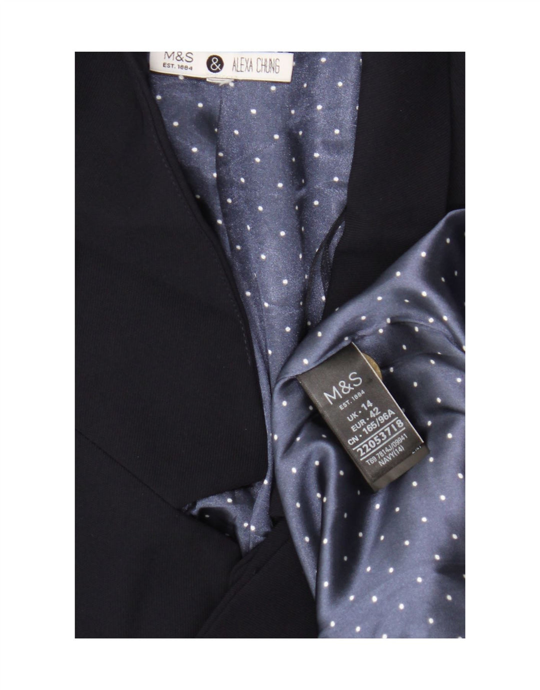 Marks & Spencer Womens Alexa Chung Blazer Jacket UK 14 Large Navy Blue