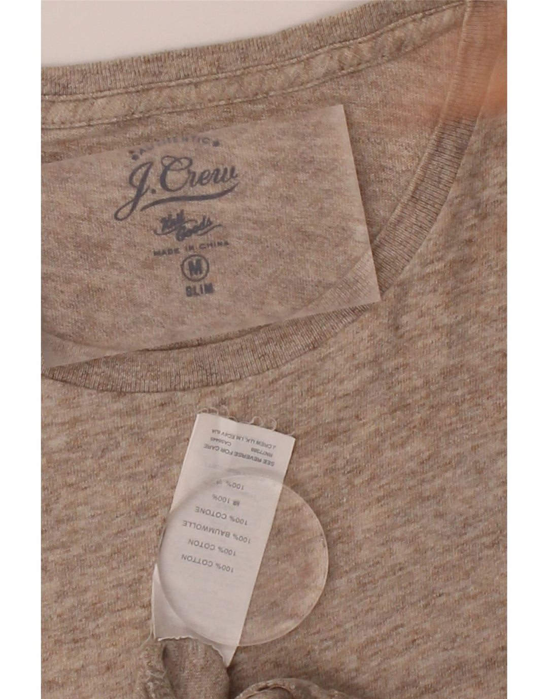 J. CREW Mens Slim Fit T-Shirt Top Medium Beige Flecked Cotton Vintage J. Crew and Second-Hand J. Crew from Messina Hembry 