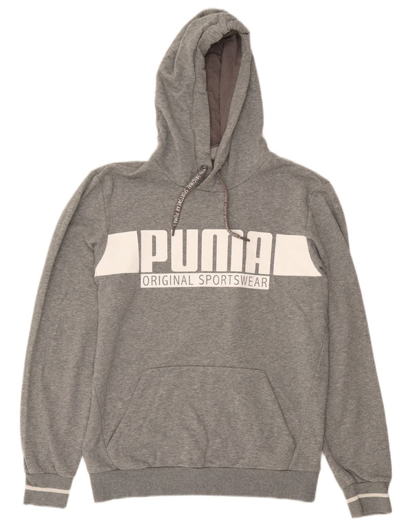 Puma Mens Graphic Hoodie Jumper Medium Grey Cotton