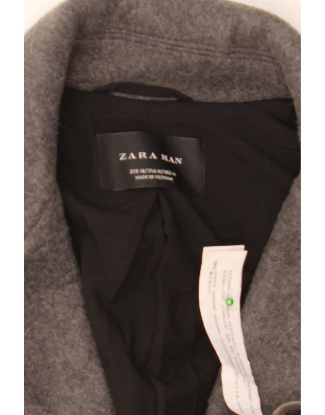 Zara Mens Overcoat UK 38 Medium Grey Polyester