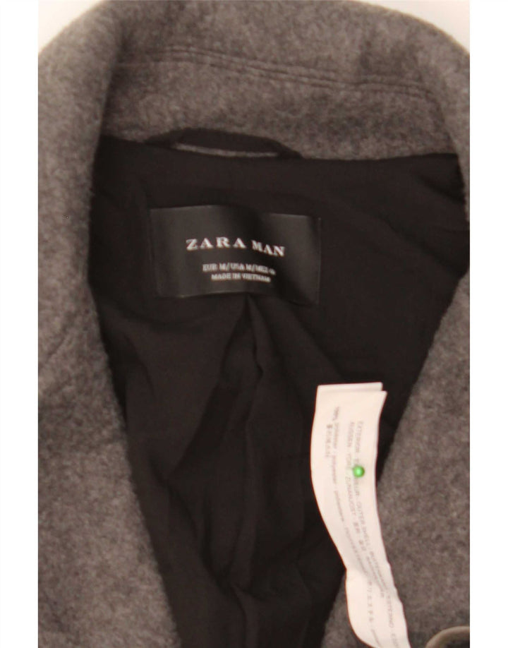 Zara Mens Overcoat UK 38 Medium Grey Polyester