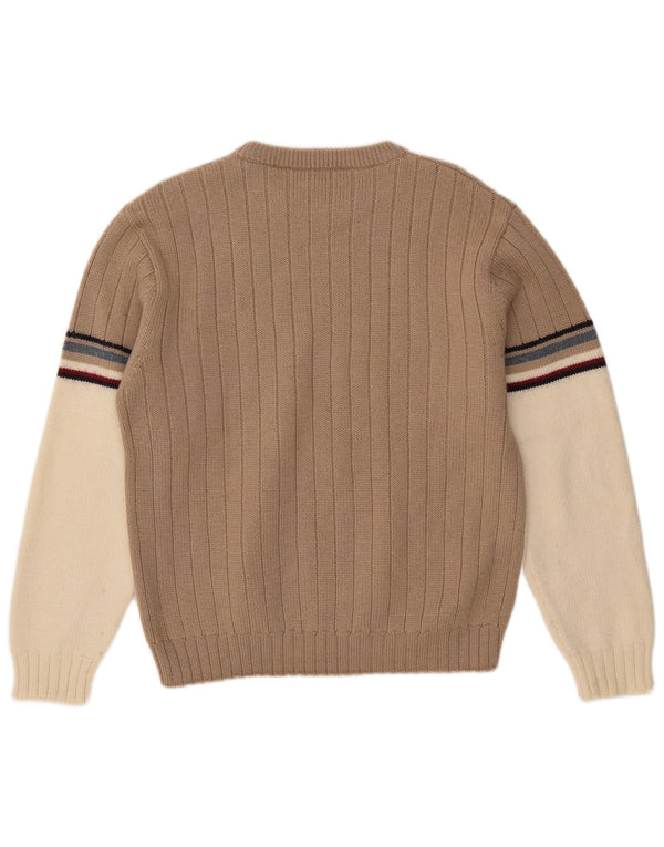 Paul Smith Mens Crew Neck Jumper Sweater Large Beige Colourblock Wool