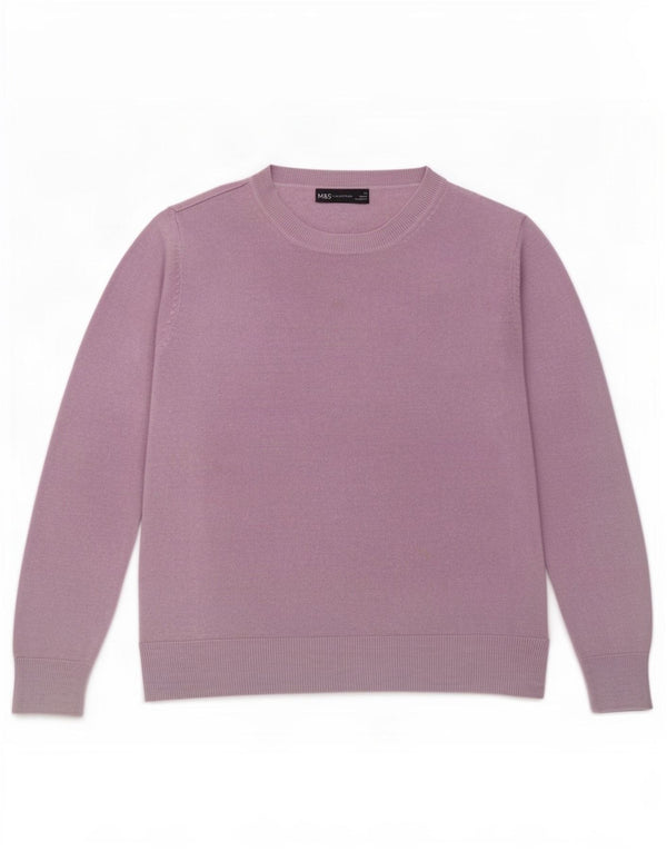 Marks & Spencer Womens Boat Neck Jumper Sweater UK 12 Medium Purple Acrylic