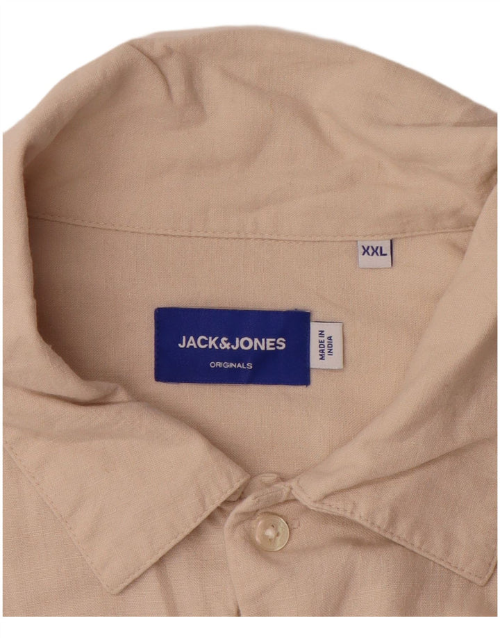 JACK & JONES Mens Short Sleeve Shirt 2XL Beige