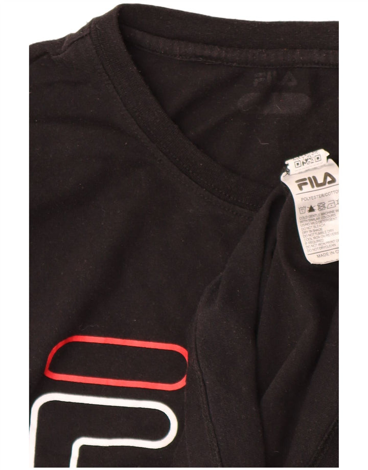 Fila Mens Graphic T-Shirt Top Medium Black Polyester