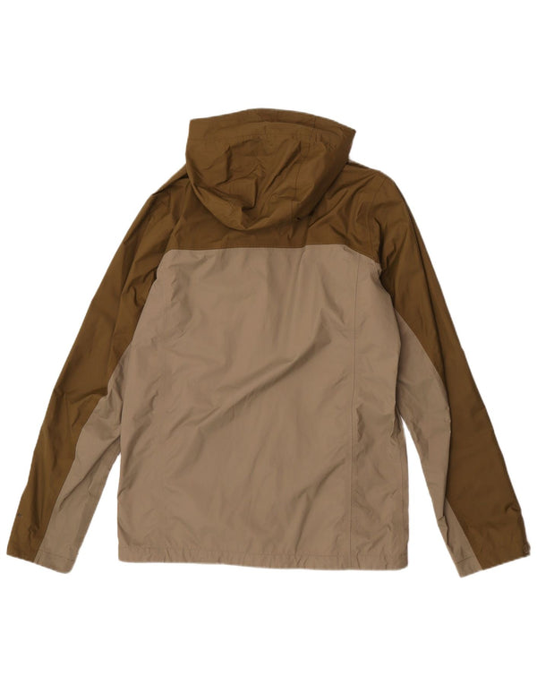 Columbia Mens Hooded Rain Jacket UK 36 Small Khaki Colourblock Nylon