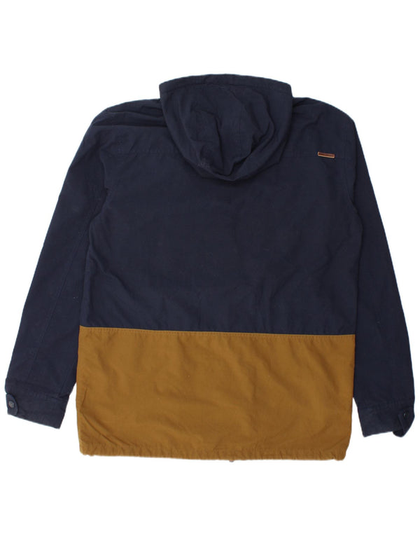 Billabong Mens Hooded Rain Jacket UK 40 Large Navy Blue Colourblock