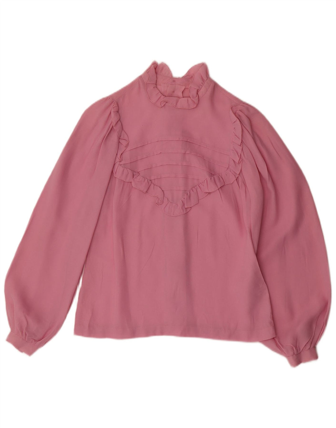 Vintage Womens Long Sleeve Blouse Top UK 12 Medium Pink