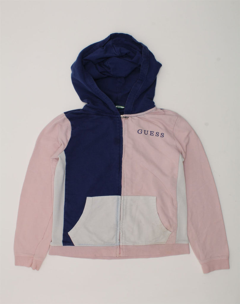 GUESS Girls Zip Hoodie Sweater 11-12 Years Pink Colourblock Cotton | Vintage Guess | Thrift | Second-Hand Guess | Used Clothing | Messina Hembry 