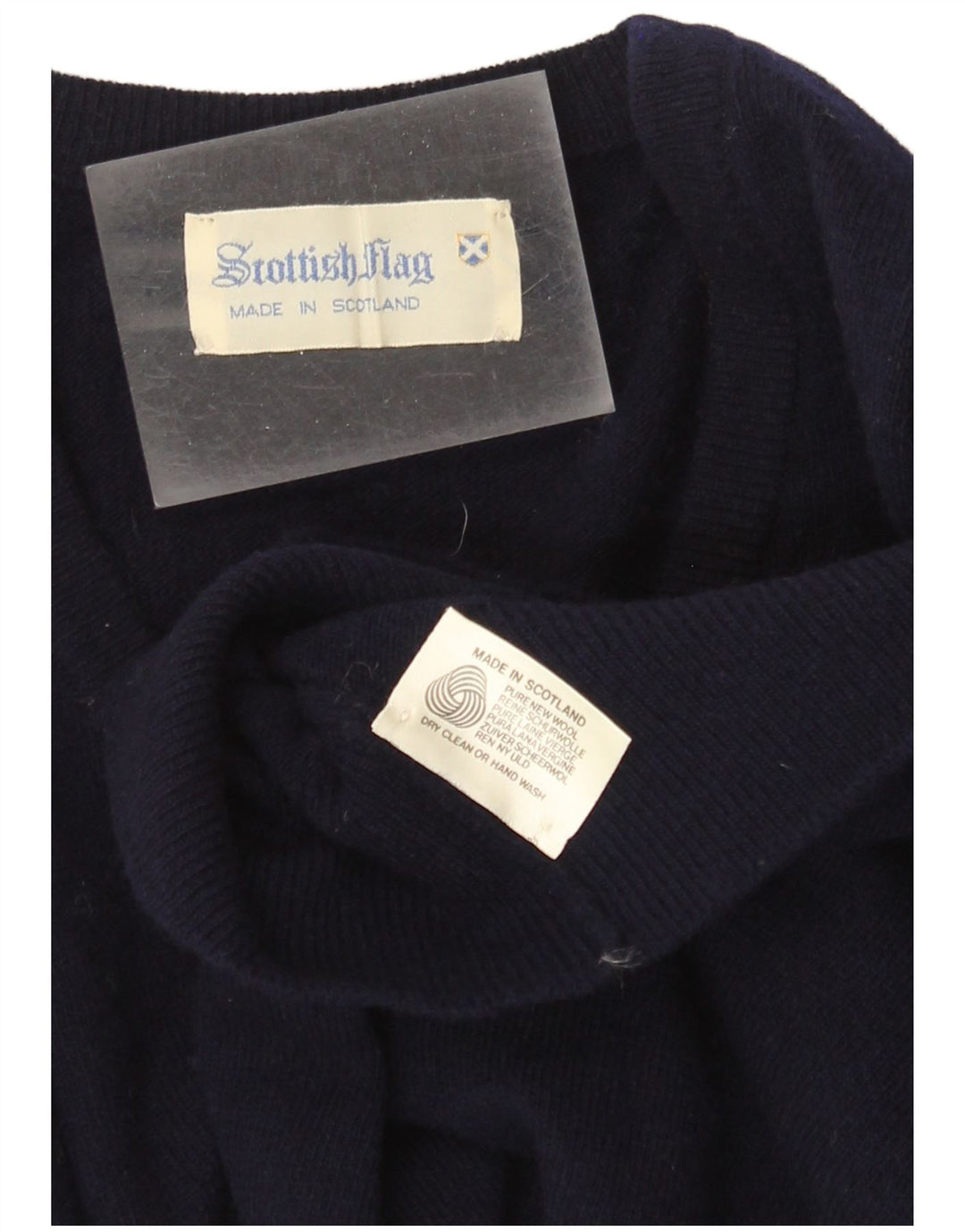 Scottish Flag Mens V-Neck Jumper Sweater Medium Navy Blue New Wool