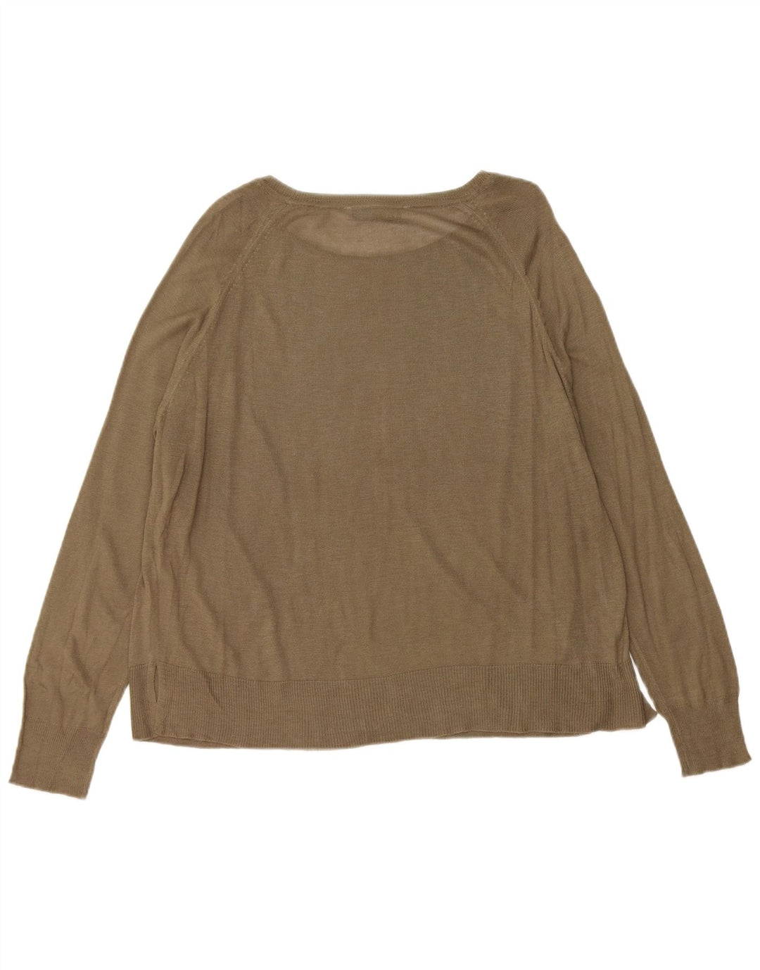 Zara Womens Oversized Boat Neck Jumper Sweater UK 14 Medium Khaki Viscose